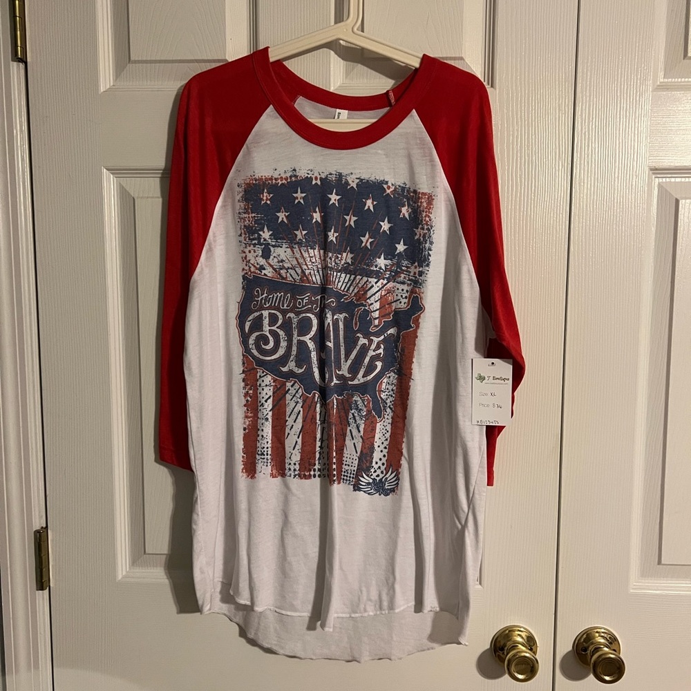 NWT America 3/4 baseball tee size XL